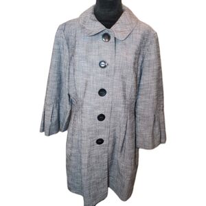 Alyx Size 16 Pea Coat Big Buttons 1960's MCM style Fashion Jacket GRAY